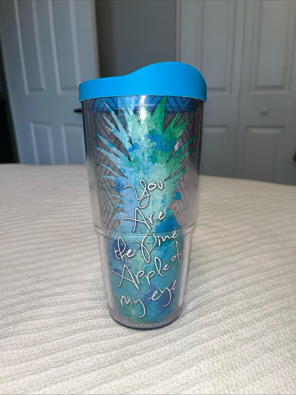 Tervis 24oz  Blue Lid Pineapple of my Eye Travel Tumbler with Teal Watercolor